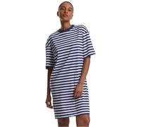 Urban Classics Robe à Rayures surdimensionnées pour Femme, Blanc/Bleu foncé