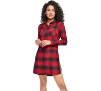 Urban Classics Robe-chemise courte à carreaux, manches longues Rouge S Femme