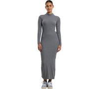 Urban Classics Robe Longue côtelée à Manches Longues avec col roulé et Coupe ajustée pour Femme, Gris foncé, M