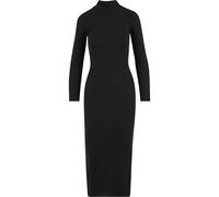 Urban Classics Robe mi-longue femme – Manches longues, col froncé – Noir XS