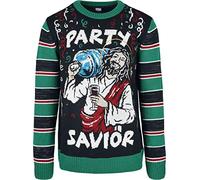 Urban Classics Savior Christmas Sweater Sweatshirts, Noir/Vert mas, M Mixte