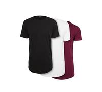 Urban Classics Pp638a-shaped Long Tee 3-Pack T-Shirt, Noir, Blanc et Port, S Hommes
