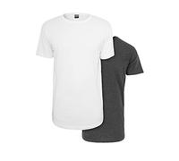 Urban Classics Shaped Long Tee 2-Pack T-Shirt, White/Charcoal, S (Lot de 2) Homme