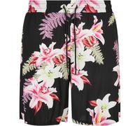 Urban Classics Short De Bermuda Visçose Motif Resort À Lacets Noir 3XL-5XL