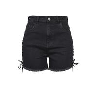 Urban Classics Short en Jean Lacé Taille Haute Femme Short Sexy Noir 29 98% Coton, 2% Élasthanne