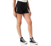 Urban Classics Short Taille Haute en Denim à Lacets pour Femme, Noir, 29