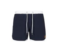 Urban Classics Retro Swimshorts Short de Bain, Ourlet Arrondi, Coupe Courte, 2 Poches Latérales, Cordon à Nouer, Slip Micro-Perforé Intégré, Bleu (Navy/White 01200), XS Homme