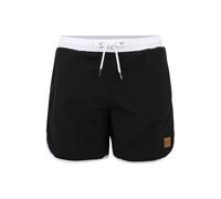 Urban Classics Retro Swimshorts Short de Bain, Ourlet Arrondi, Coupe Courte, 2 Poches Latérales, Cordon à Nouer, Slip Micro-Perforé Intégré, Noir, XXL Homme