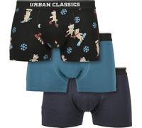 Urban Classics Sous-vêtements Organic X-Mas Boxer 3-Pack Teddy Aop+Jasper+Navy M
