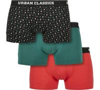 Urban Classics Sous-vêtements Organic X-Mas Boxer Short 3-Pack Nicolaus Aop+Treegreen+Popred XXL