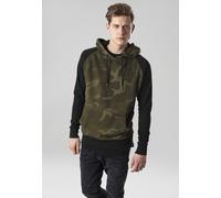 Urban Classics Sweat à capuche Camo Contrast Raglan Hoody Olive Camouflage/Black S