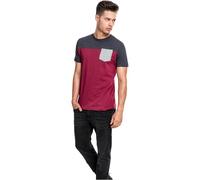 Urban Classics T- Shirt 3-Tone Pocket Tee, Multicolore (Burgundy/Char/Gry), (Taille Fabricant: Medium) Homme