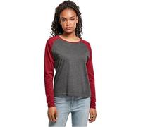 Urban Classics Tb4539-ladies Contrast Raglan Longsleeve T-Shirt, Charbon/Bourgogne, XXL Femmes