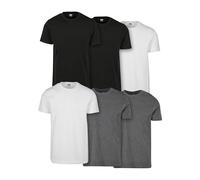 Urban Classics T-shirt basique à manches courtes pour homme en coton uni avec col rond, coupe régulière, plusieurs couleurs, tailles S à 5XL, Blk/Blk/Wht/Wht/Chrcl/Chrcl, L