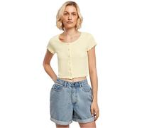Urban Classics T-Shirt Cropped Button Up côtelé pour Femme, Jaune Soft., 3XL