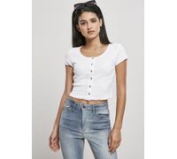 Urban Classics T-shirt femme Ladies Cropped Button Up Rib Tee White XL