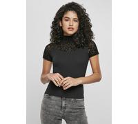 Urban Classics Flock Lace Short Sleeve High Neck T-shirt Noir L Femme