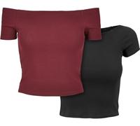 Urban Classics T-shirt femme Ladies Off Shoulder Rib Tee 2-Pack XL