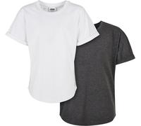 Urban Classics T-shirt garçon Boys Long Shaped Turnup Tee 2-Pack Charcoal+White 110/116