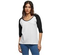 Urban Classics T-shirt femme raglan contrasté manches 3/4 Blanc/Noir XS