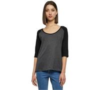 Urban Classics Ladies 3/4 Contrast Raglan Tee T-Shirt, Charcoal/Noir, XS Femme