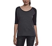 Urban Classics Ladies 3/4 Contrast Raglan Tee T-Shirt, Charcoal/Noir, XS Femme