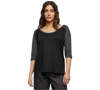 Urban Classics Ladies 3/4 Contrast Raglan Tee T-Shirt, Noir/Charcoal, S Femme