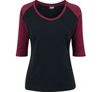 Urban Classics Ladies 3/4 Contrast Raglan Tee T-Shirt, Noir/Burgundy, S Femme