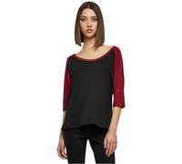 Urban Classics Ladies 3/4 Contrast Raglan Tee T-Shirt, Noir/Burgundy, S Femme