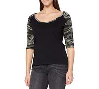 Urban Classics Ladies 3/4 Contrast Raglan Tee T-Shirt, BK/LGR, XS Femme