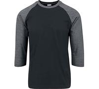 Urban Classics Homme Contrast Manches 3/4 Raglan Tee T shirt, Noir/Anthracite, 4XL EU