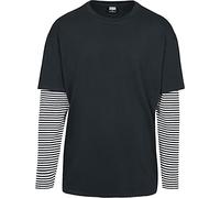 Urban Classics Homme Longsleeve T-shirt Oversized Double Layer Striped Ls Tee T shirt, Noir, M EU