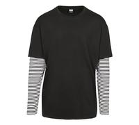 Urban Classics Homme Longsleeve T-shirt Oversized Double Layer Striped Ls Tee T shirt, Noir, XXL EU