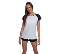 Urban Classics Femme Raglan Contrasté pour T-Shirt, Blanc/Noir, 4XL EU
