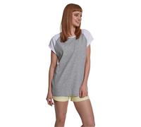 Urban Classics T-Shirt Manches Raglan Femme Femme T-Shirt Manches Courtes Gris chiné/Blanc 5XL