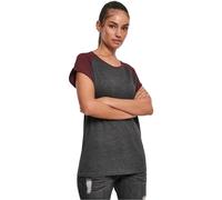 Urban Classics Ladies Contrast Raglan Tee T-Shirt, Multicolore (Charcoal/Redwine 02252), Small Femme