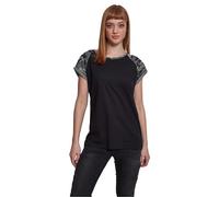 Urban Classics Ladies Contrast Raglan Tee T-Shirt, Noir/Camouflage foncé, S Femme