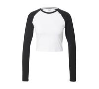 Urban Classics Femme Ladies Organic Cropped Retro Baseball Longsleeve T-shirt, White/Black, S EU