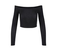 Urban Classics Ladies Off Shoulder Glitter Longsleeve T-Shirt, Black, XXXXXL Femme