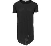 Urban Classics Long Open Edge Front Zip Tee T-Shirt, Noir, M Hommes