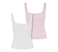 Urban Classics T-Shirt pour Femme 95% Coton (Bio), 5% élasthanne Blanc + Rose Blush XS, Blanc + Rose Blush, XS