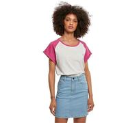 Urban Classics T- Shirt pour Femme Contrast Raglan, Gris Clair/Rose, XXXXXL