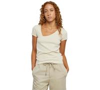 Urban Classics T- Shirt pour Femme Organic Asymmetric Neckline, Sable Blanc