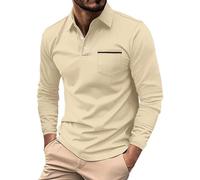 Urban Classics T-shirt pour homme - Rose - Polo d'été avec poche de poitrine et boutons - Col montant - Pour mariage, fête, bal de fin d'année, jaune, 3XL
