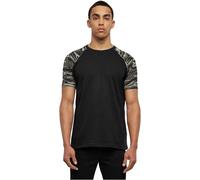 Urban Classics T-Shirt Raglan Contrast Homme T-Shirt Manches Courtes Noir/Camouflage Sombre 4XL