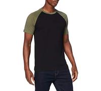 Urban Classics Raglan Contrast Tee T-Shirt, Multicolore (Black/Olive 00757), 5XL Homme
