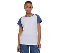 Urban Classics T-shirt raglan contrasté pour femme Blanc/Bleu Vintage