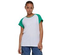 Urban Classics T- Shirt Raglan contrasté pour Femme, Blanc/Vert