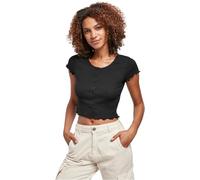 Urban Classics T-Shirt Rib Boutonné Crop Femme T-Shirt Manches Courtes Noir M