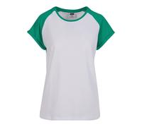 Urban Classics Ladies Contrast Raglan Tee, T-Shirt Femme, White/Ferngreen,